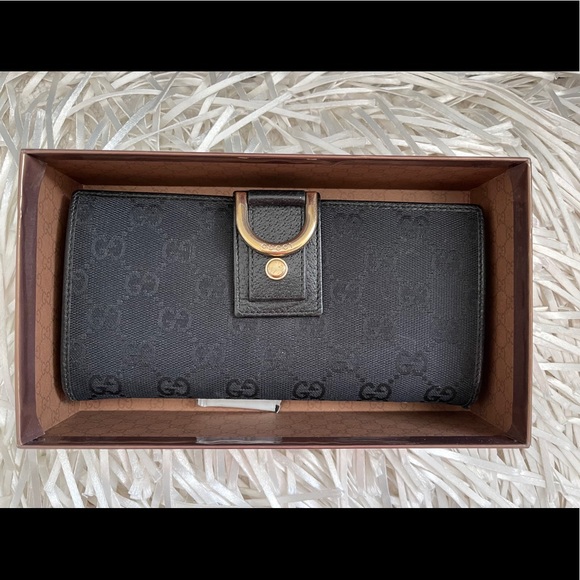 VINTAGE GUCCI MONOGRAM CANVAS WALLET GUCCISSIM BRITT - Picture 15 of 16